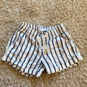 Blue and white striped shorts.
